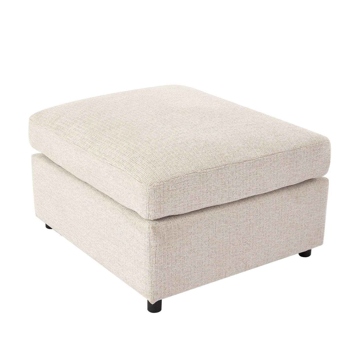 Beige textured fabric ottoman from a HouseOfZazla sectional 2-piece living room set on Tampa Home & Garden Store
