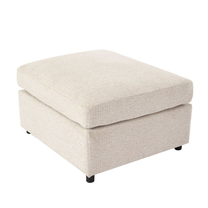 Beige textured fabric ottoman from a HouseOfZazla sectional 2-piece living room set on Tampa Home & Garden Store