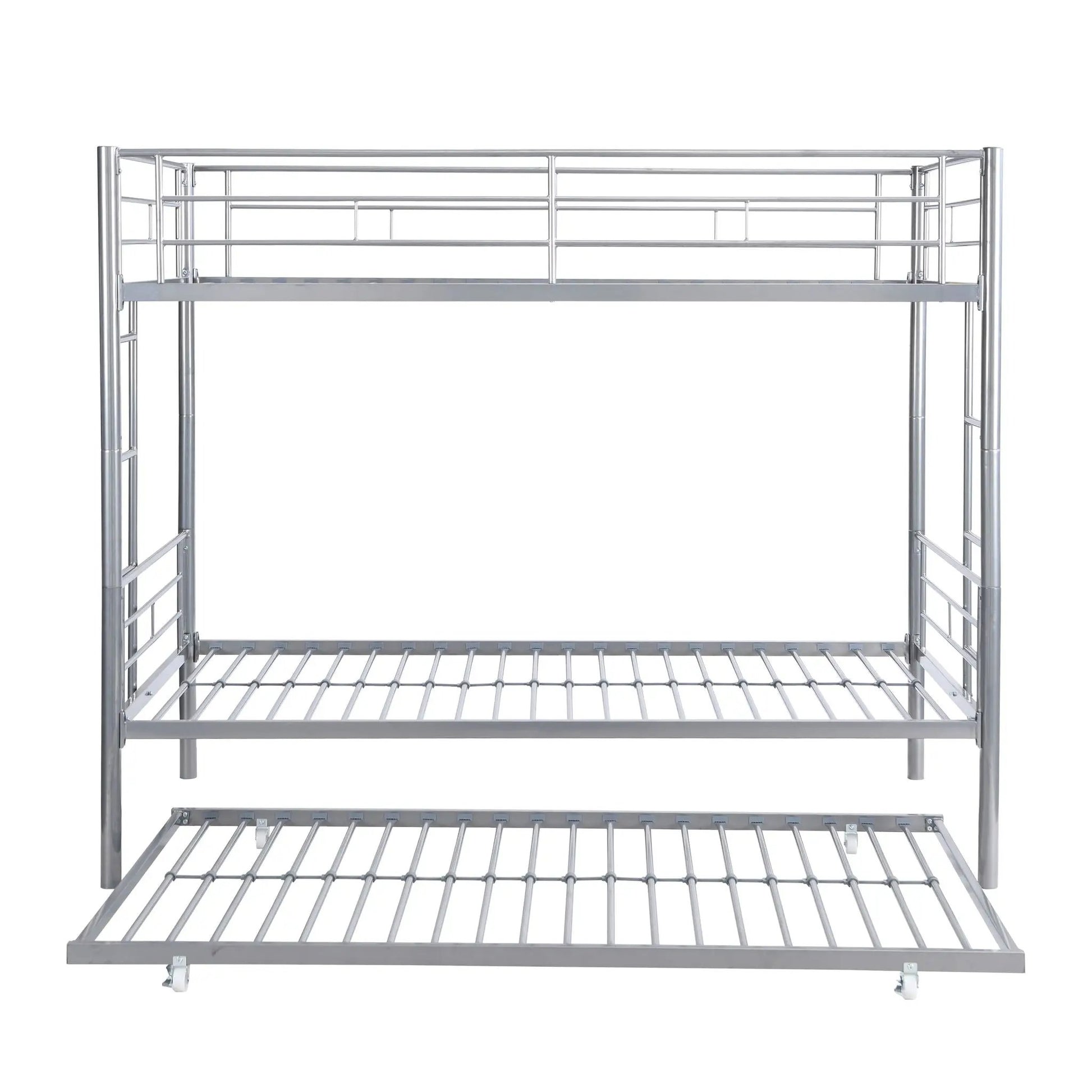 Bunk Bed With Trundle chrome metal frame with slatted guard rails on Tampa Home & Garden Store