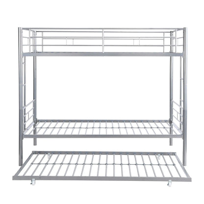 Bunk Bed With Trundle chrome metal frame with slatted guard rails on Tampa Home & Garden Store