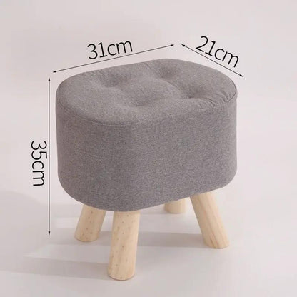 Nordic solid wood fabric ottoman with tufted grey cushion and light legs FLIPSTYLEZLLC on Tampa Home & Garden Store
