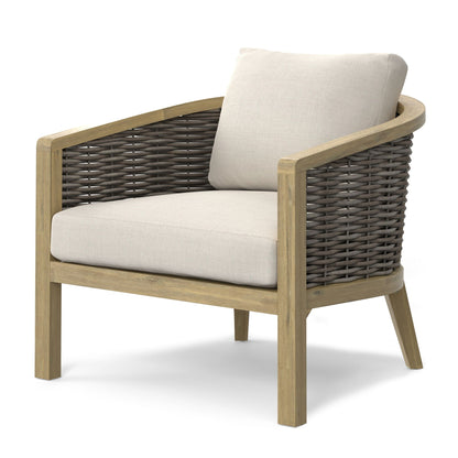 Parkside outdoor conversation chair set of 2 natural wood frame beige cushions on Tampa Home & Garden Store