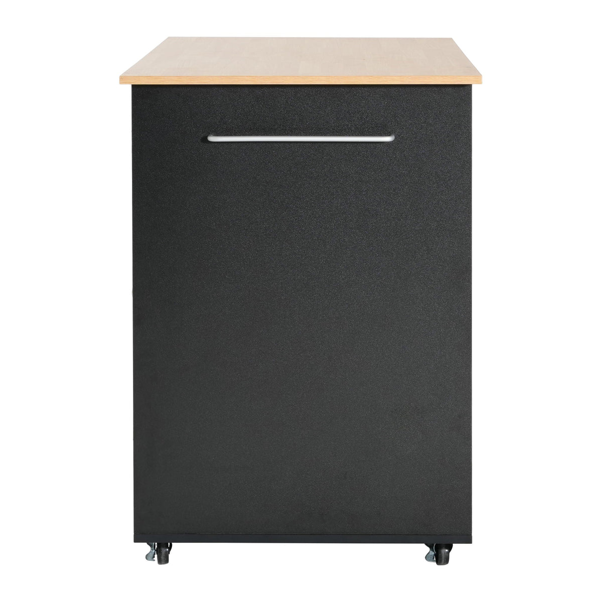 HouseOfZazla Mobile Kitchen Cart with Storage, black base, wood top, 2 doors, 3 drawers on Tampa Home & Garden Store