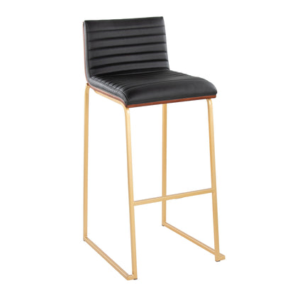 Barstool Mason Mara contemporary fixed-height with black upholstered seat and gold legs on Tampa Home & Garden Store