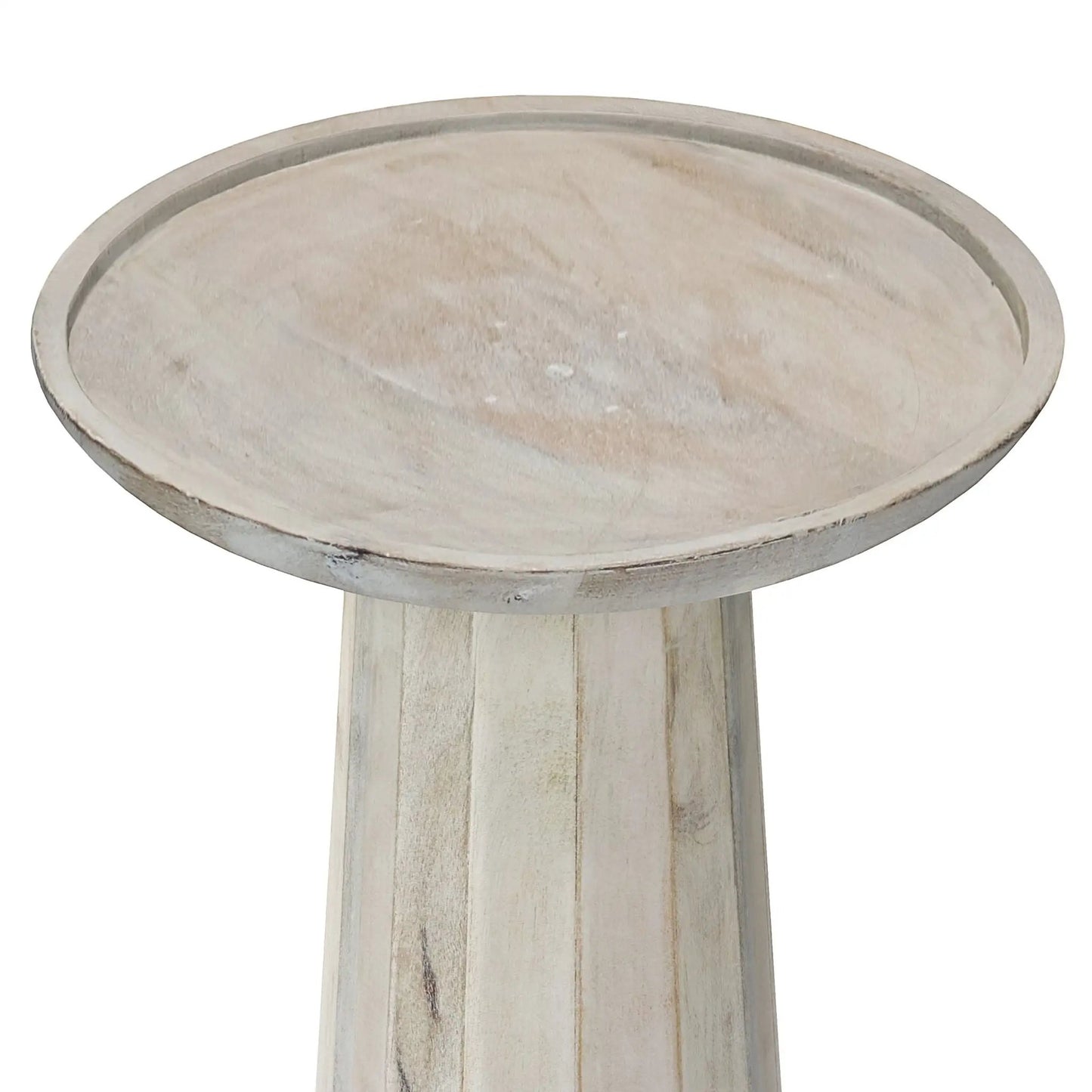 Dayton handcrafted wooden accent table with distressed round top Unique Piece Furniture on Tampa Home & Garden Store