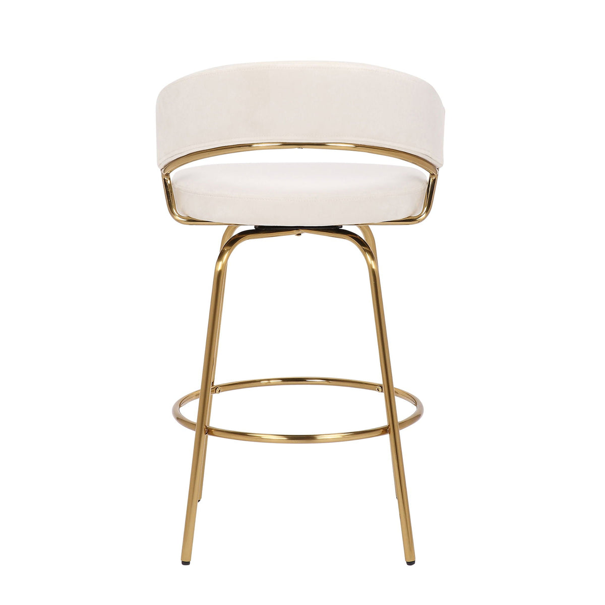 Glam fixed-height counter stool with swivel, cream seat, gold frame, set of 2 HouseOfZazla on Tampa Home & Garden Store