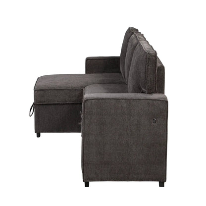 Territory pull-out sofa bed sleeper sectional in dark charcoal fabric on Tampa Home & Garden Store
