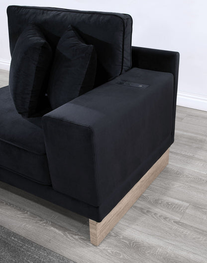 Memphis reversible sectional ottoman with storage and USB panel in black fabric HouseOfZazla on Tampa Home & Garden Store