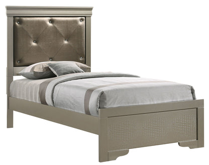 Lorana Jewel Tufted Bed Frame and Silver Finish