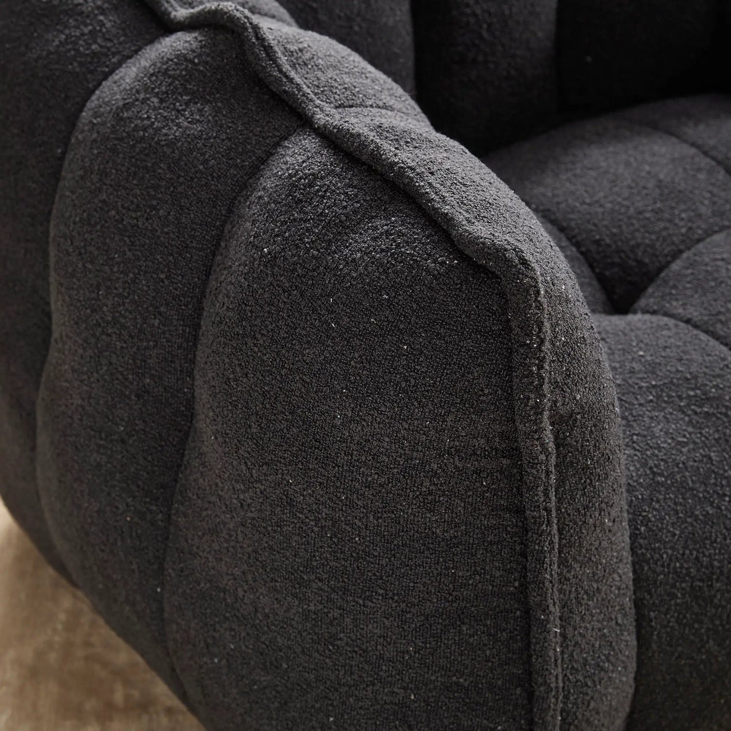 Soft bean bag chair with high resilient foam in gray textured fabric, stationary chair & ottoman on Tampa Home & Garden Store