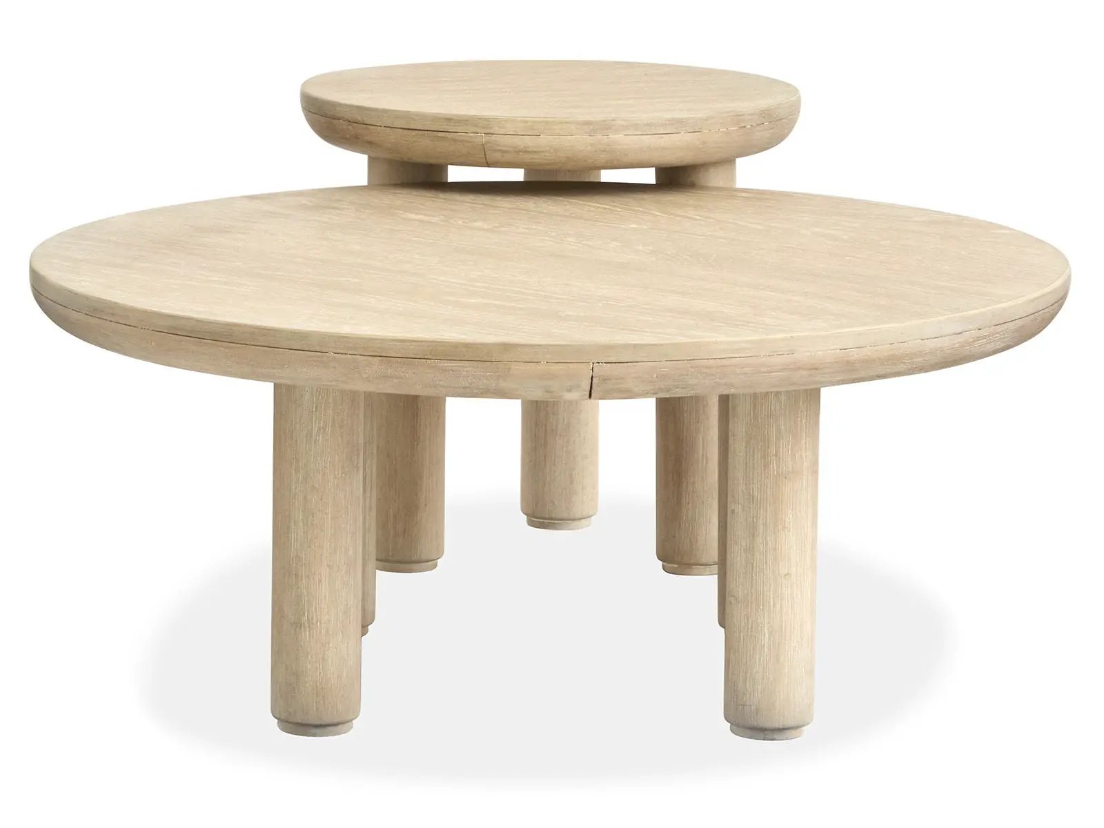 Sunset Cove nesting cocktail table, natural wood finish with round top and pedestal legs on Tampa Home & Garden Store