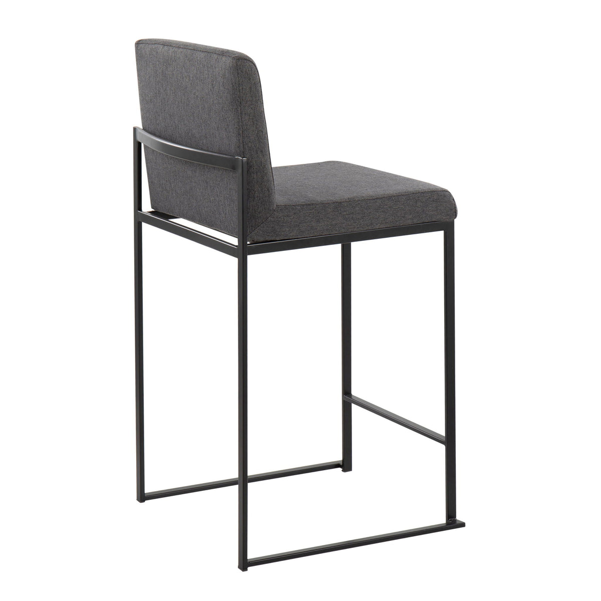 Fuji high back counter stool in charcoal gray fabric with a black metal frame on Tampa Home & Garden Store
