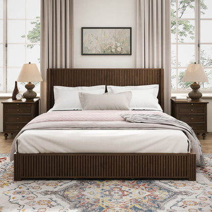 Modern Platform Bed Frame with Tall Headboard