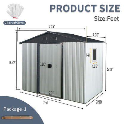 8 Ft Metal Shed With a Window and Sliding Doors