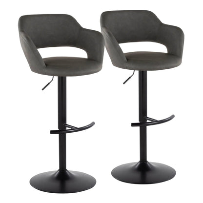 Barstools Margarite Contemporary Adjustable Swivel Set of 2 in dark gray faux leather with rounded T footrest Unique Piece Furniture on Tampa Home & Garden Store