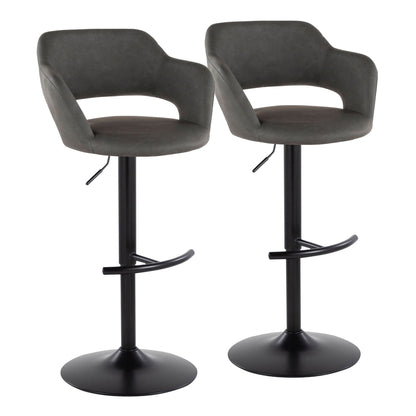 Margarite adjustable swivel barstools set of 2 in dark gray faux leather with metal bases on Tampa Home & Garden Store