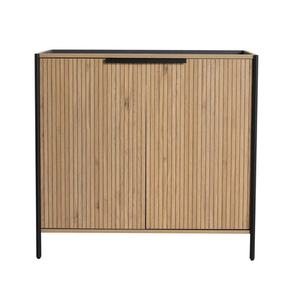Contemporary freestanding bathroom vanity with adjustable shelves, vertical wood slats on Tampa Home & Garden Store