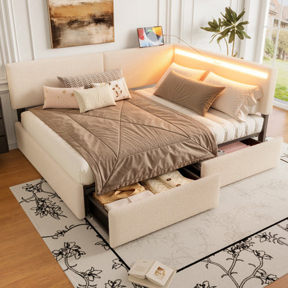 Full Size Upholstered Cloud Bed Frame And Storage