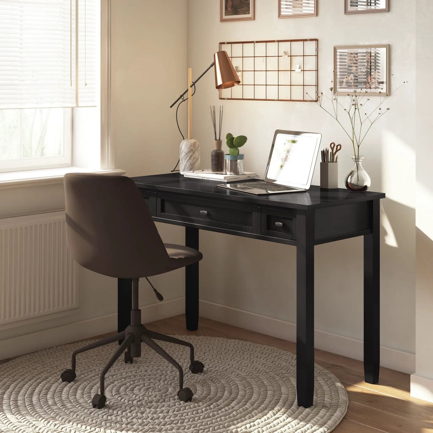 Warm Shaker Handcrafted Desk black with copper lamp by Unique Piece Furniture on Tampa Home & Garden Store
