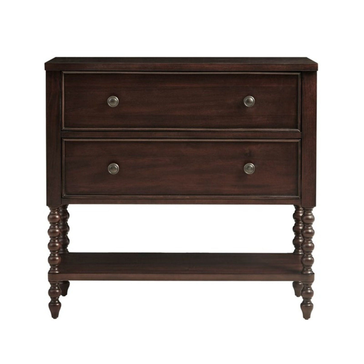 Signature Beckett 2-drawer accent chest with solid wood frame in dark brown on Tampa Home & Garden Store