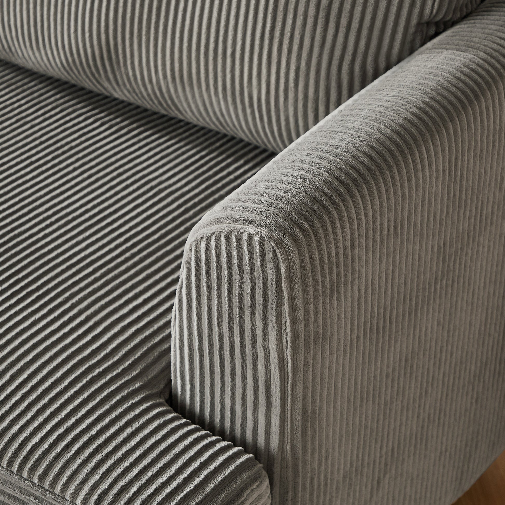 Modern modular sectional couch gray corduroy upholstery with ribbed cushions on Tampa Home & Garden Store