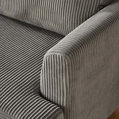 Modern modular sectional couch gray corduroy upholstery with ribbed cushions on Tampa Home & Garden Store