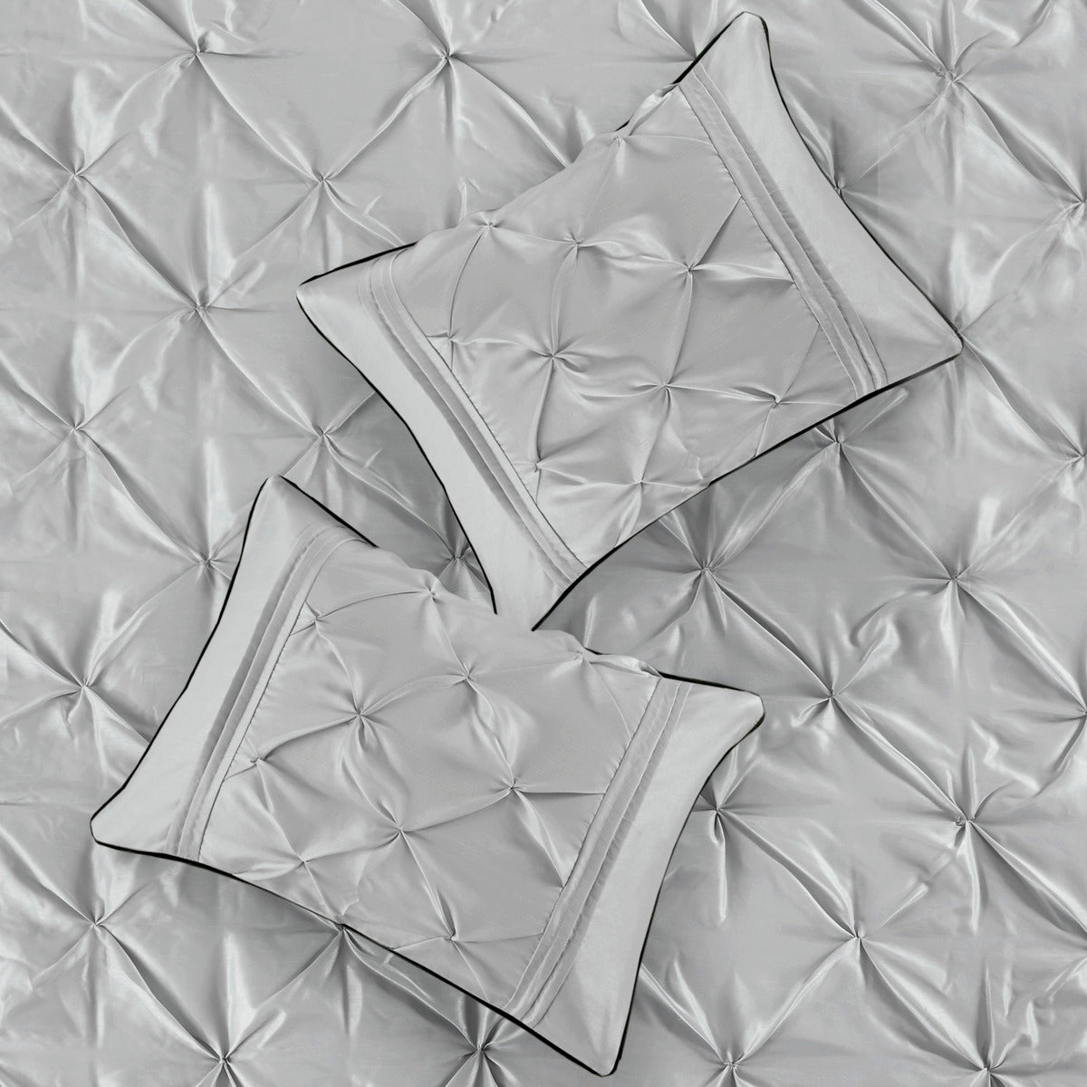7 Piece Tufted Grey King Comforter and Decor