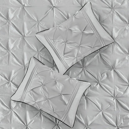 7 Piece Tufted Grey King Comforter and Decor