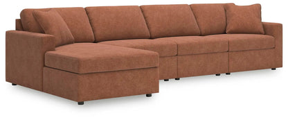 Modmax Spice sectional sofa in rust-orange fabric with left chaise by Unique Piece Furniture on Tampa Home & Garden Store