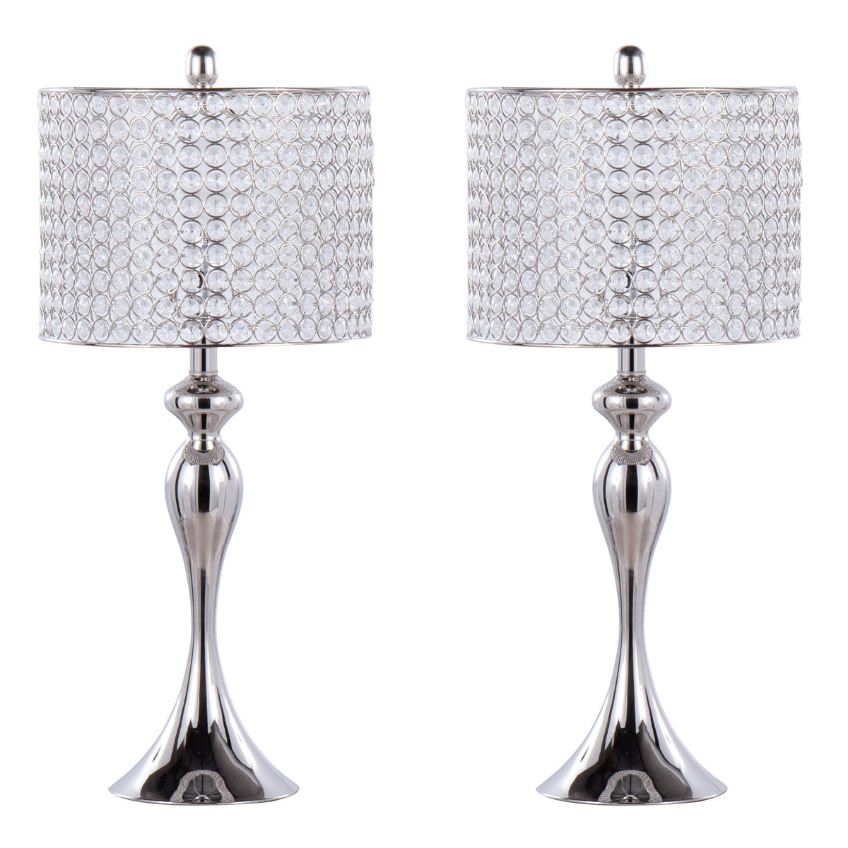 Ashland table lamp set of 2 with crystal bead shade, polished nickel by HouseOfZazla on Tampa Home & Garden Store