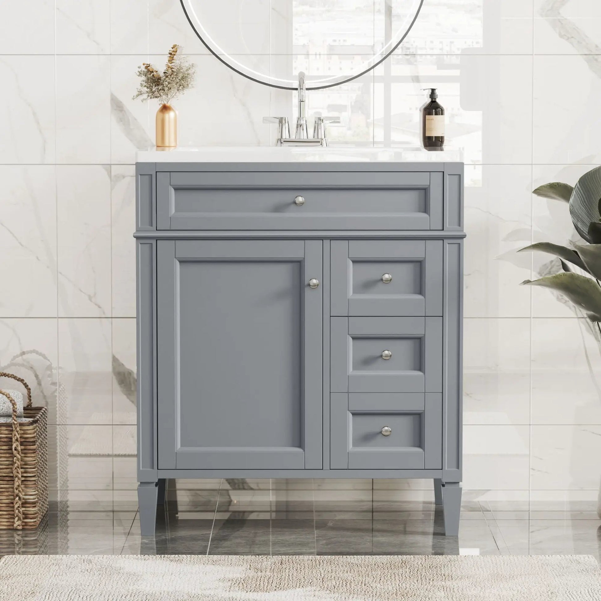 Bathroom Vanity With Top Sink blue-gray finish, 2 drawers & tip-out, Unique Piece Furniture on Tampa Home & Garden Store