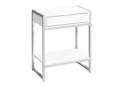 Accent Side Table chrome metal frame with 1-drawer and spacious top on Tampa Home & Garden Store