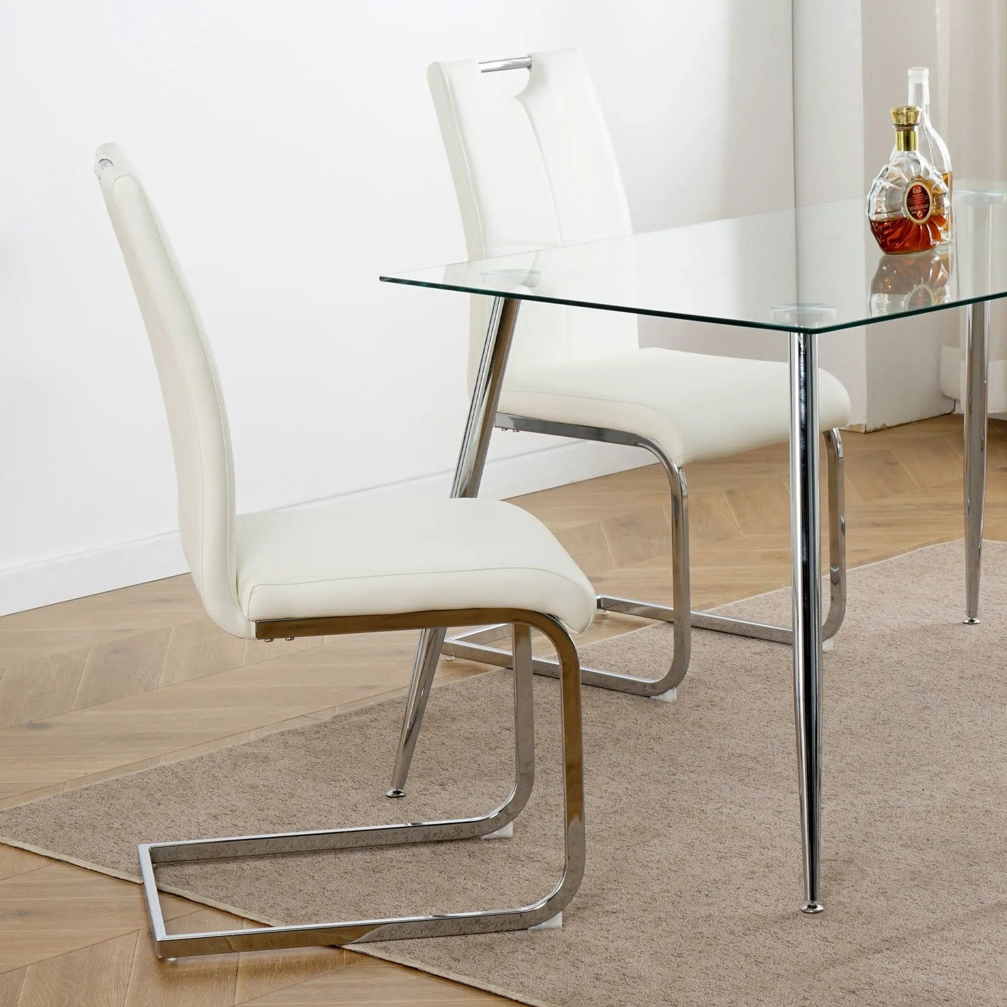 Dining Chairs with Padded Seat and Metal Legs