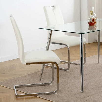 Dining Chairs with Padded Seat and Metal Legs