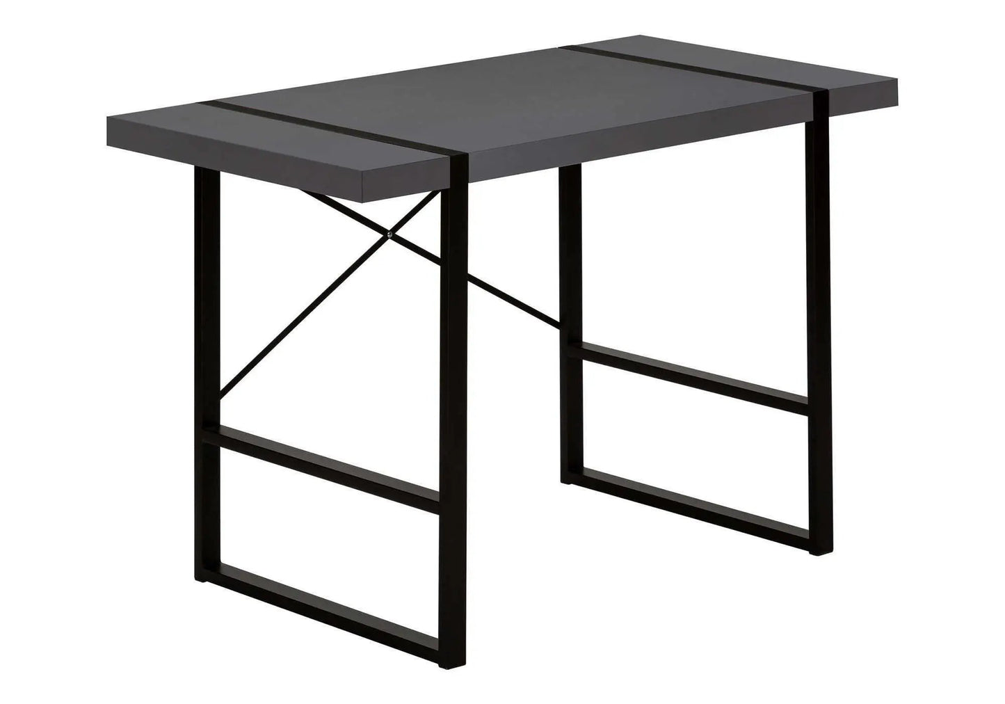 Computer desk gray with black metal frame and cross brace Unique Piece Furniture on Tampa Home & Garden Store