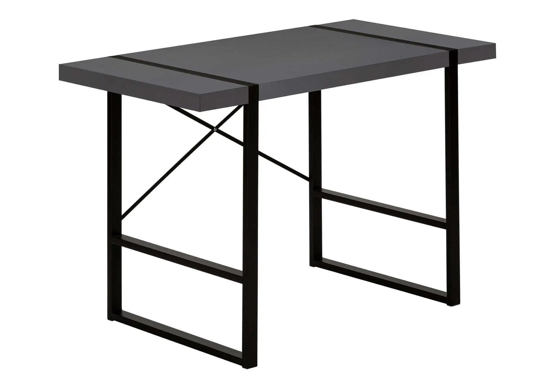 Computer desk gray with black metal frame and cross brace Unique Piece Furniture on Tampa Home & Garden Store