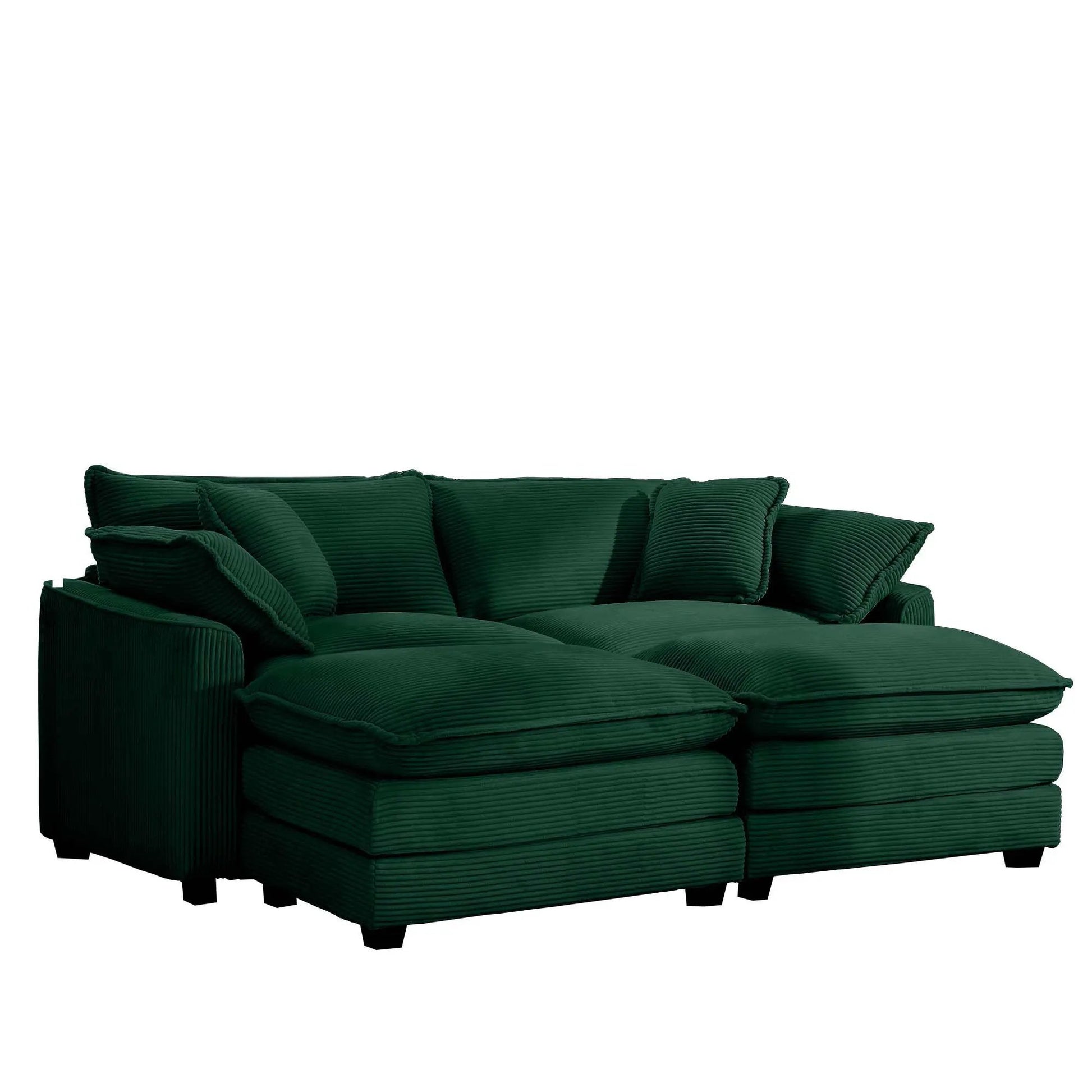 Modular sofa with ottoman in deep green, low back, 3-piece by Unique Piece Furniture on Tampa Home & Garden Store