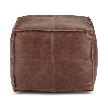 Sheffield Handcrafted Square Buffalo Leather Pouf