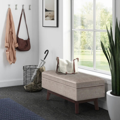 Owen upholstered rectangular storage ottoman in beige fabric by Unique Piece Furniture on Tampa Home & Garden Store