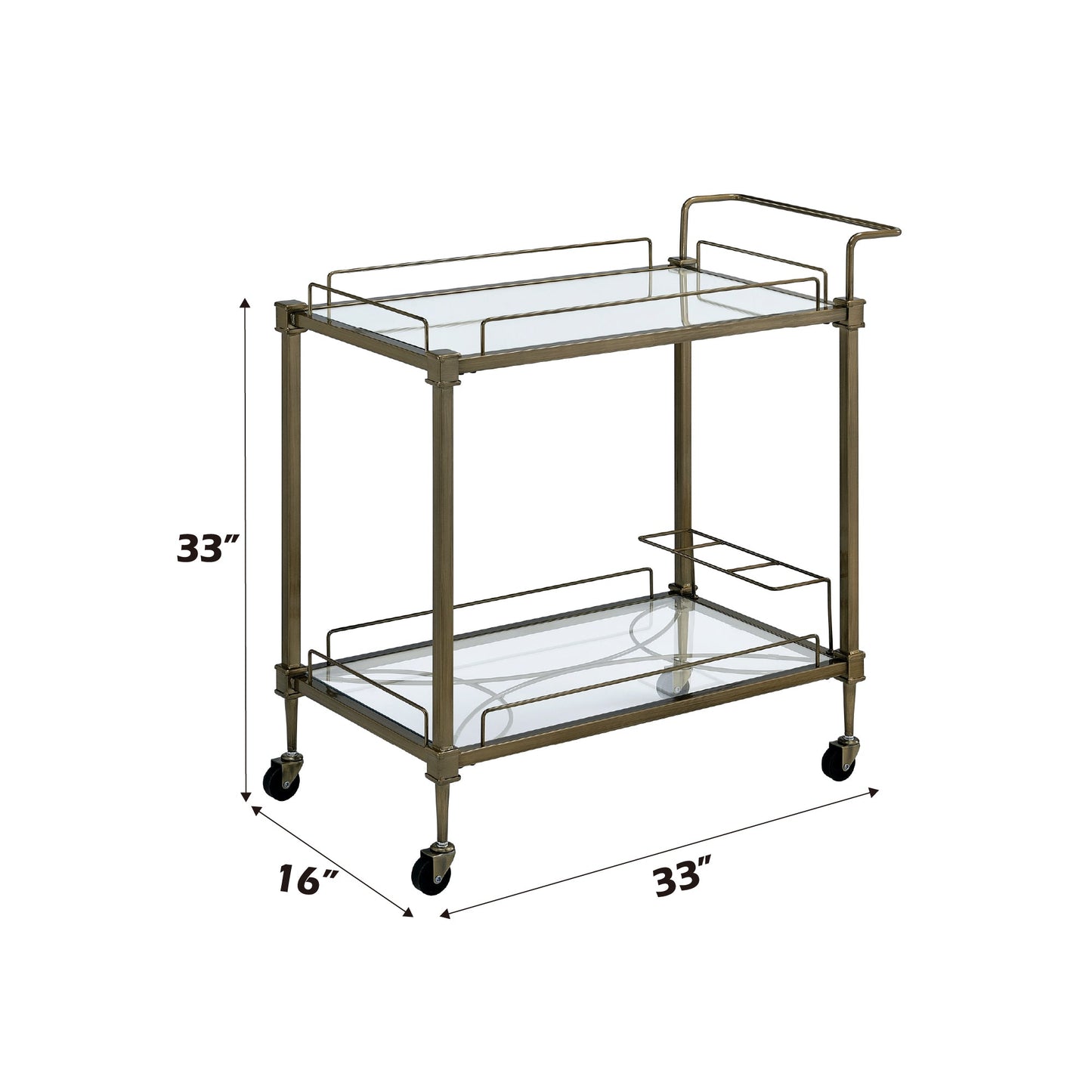 Aditya mirrored antique brass finish serving cart with glass shelves and wheels by HouseOfZazla on Tampa Home & Garden Store