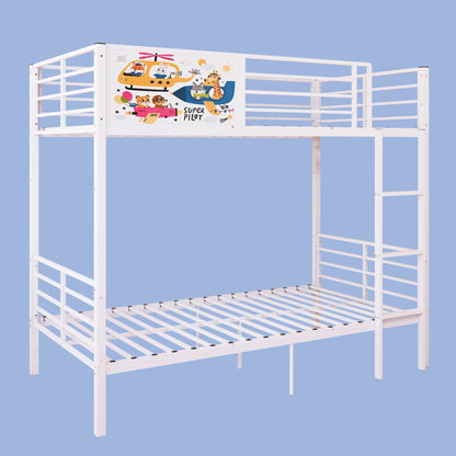 Bunk bed white with ladder and guardrails; converts to two twin beds with panel artwork on Tampa Home & Garden Store