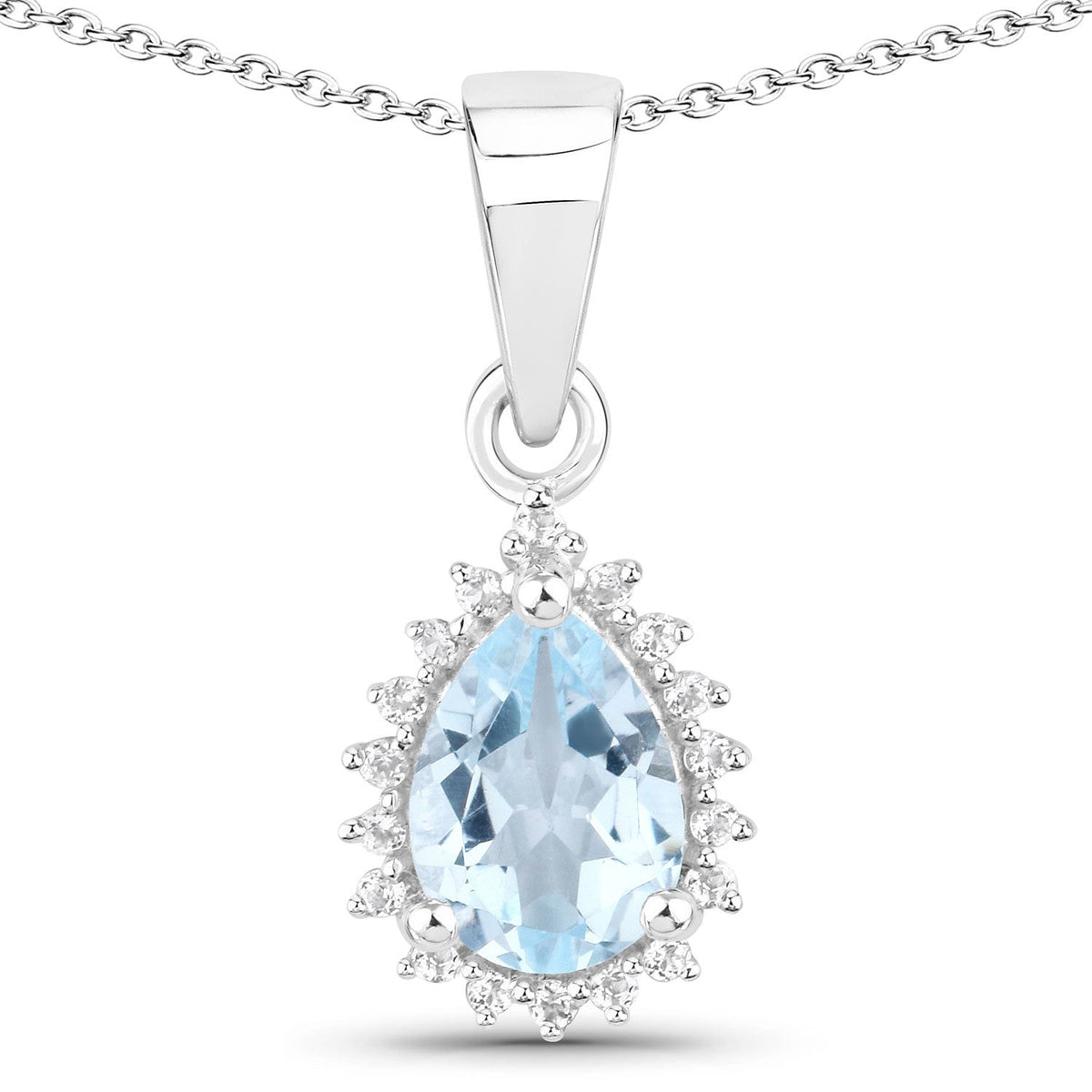 2.00ct blue topaz and white topaz halo pendant in sterling silver by Bids.com on Tampa Home & Garden Store