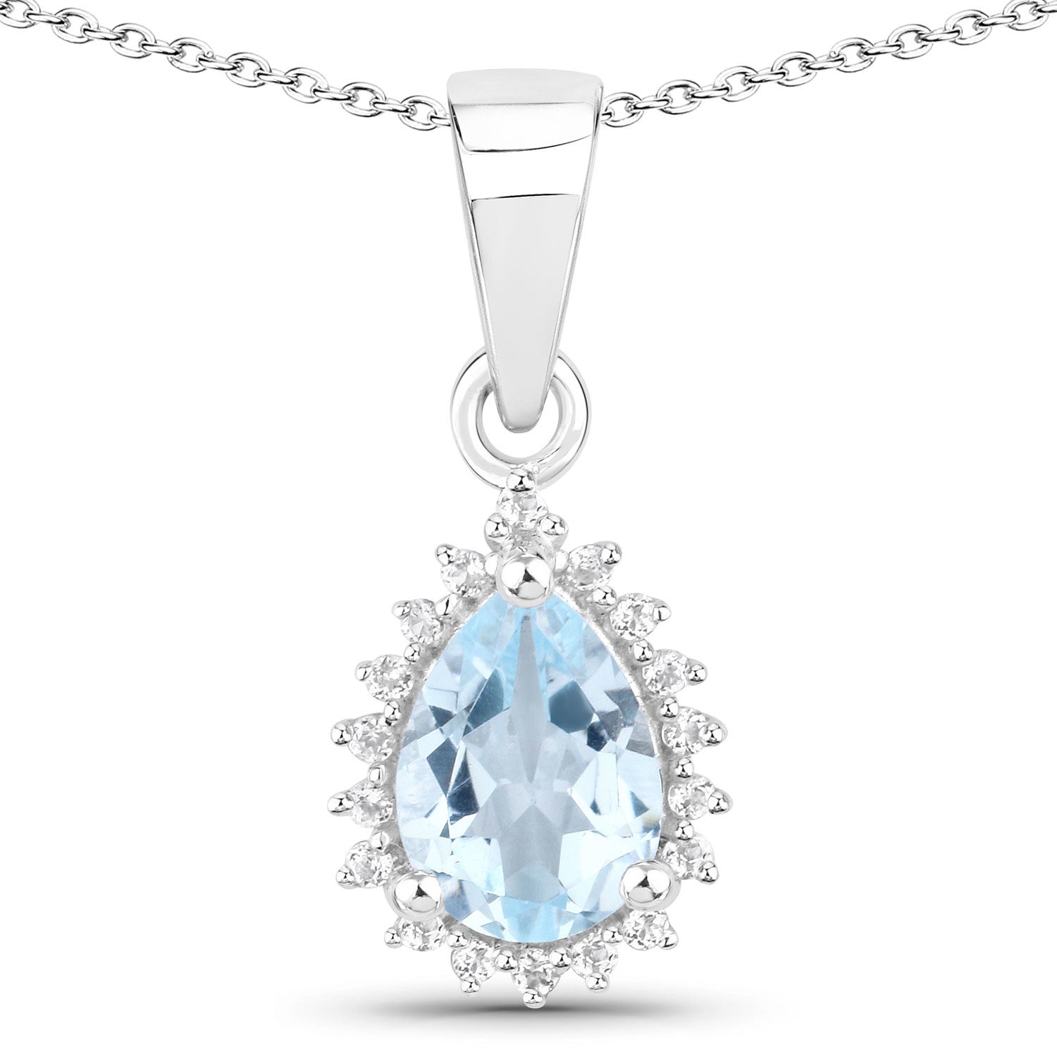 2.00ct blue topaz and white topaz halo pendant in sterling silver by Bids.com on Tampa Home & Garden Store