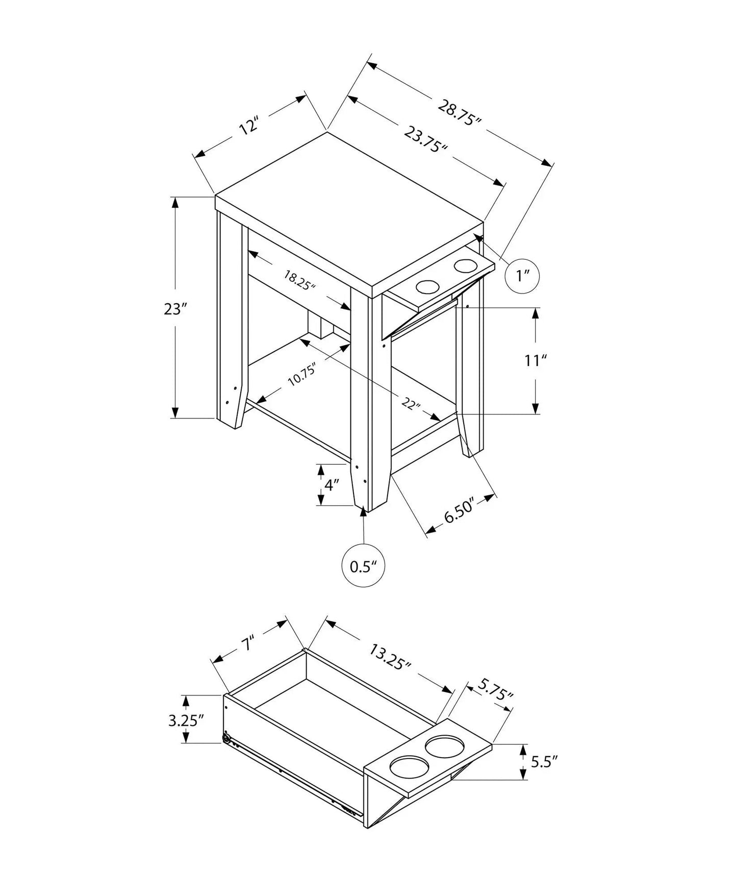 Accent side table with integrated storage and lamp features, transitional space-saving design on Tampa Home & Garden Store