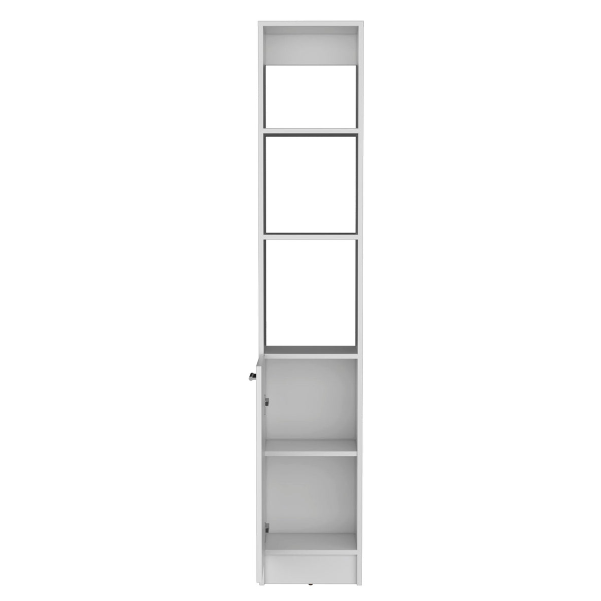 White linen cabinet with adjustable shelves, 1 door and 6 interior shelves on Tampa Home & Garden Store