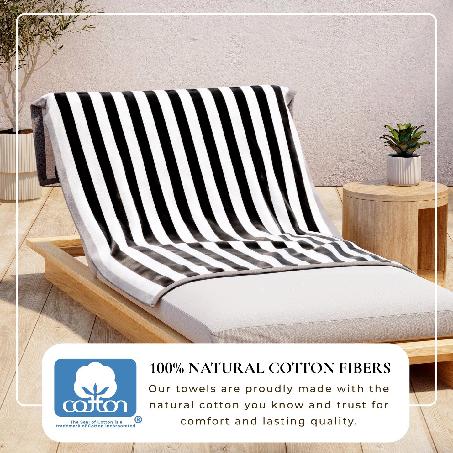 Cabana Cotton Beach Towel and Striped Border
