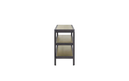 Console Table With Insets - Black by Unique Piece Furniture, wood frame with tan inset shelves on Tampa Home & Garden Store