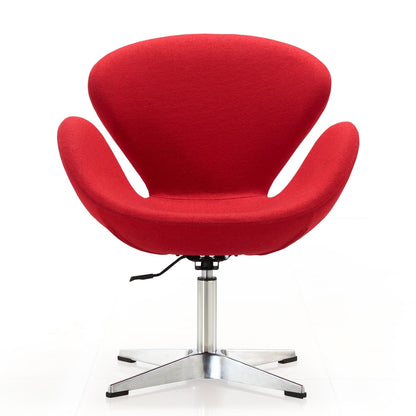 Raspberry swivel lounge chair with 360-degree rotation, red fabric, chrome base on Tampa Home & Garden Store