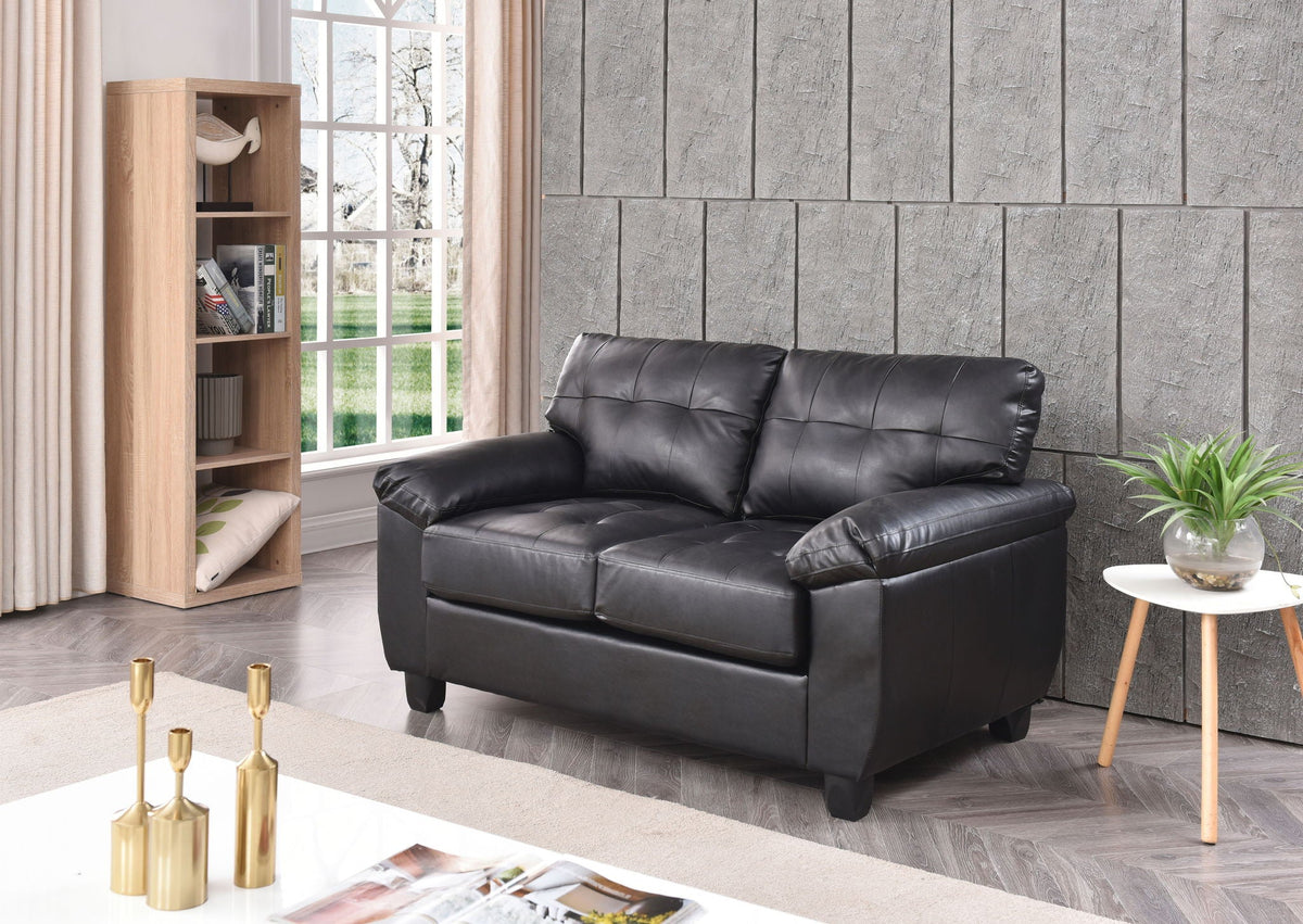 Stylish Loveseat With Padded Arms in black leather by HouseOfZazla stationary sofa on Tampa Home & Garden Store