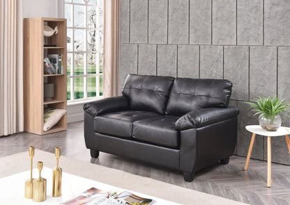 Stylish Loveseat With Padded Arms in black leather by HouseOfZazla stationary sofa on Tampa Home & Garden Store